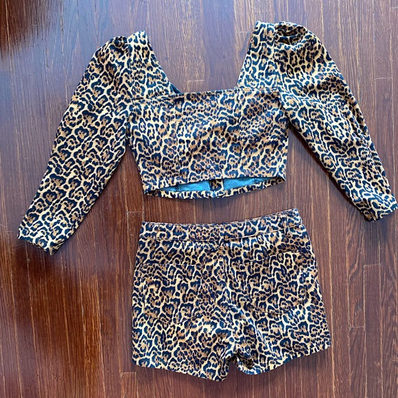 ZARA leopard cropped top and skirts set SZ S - Picture 2 of 6